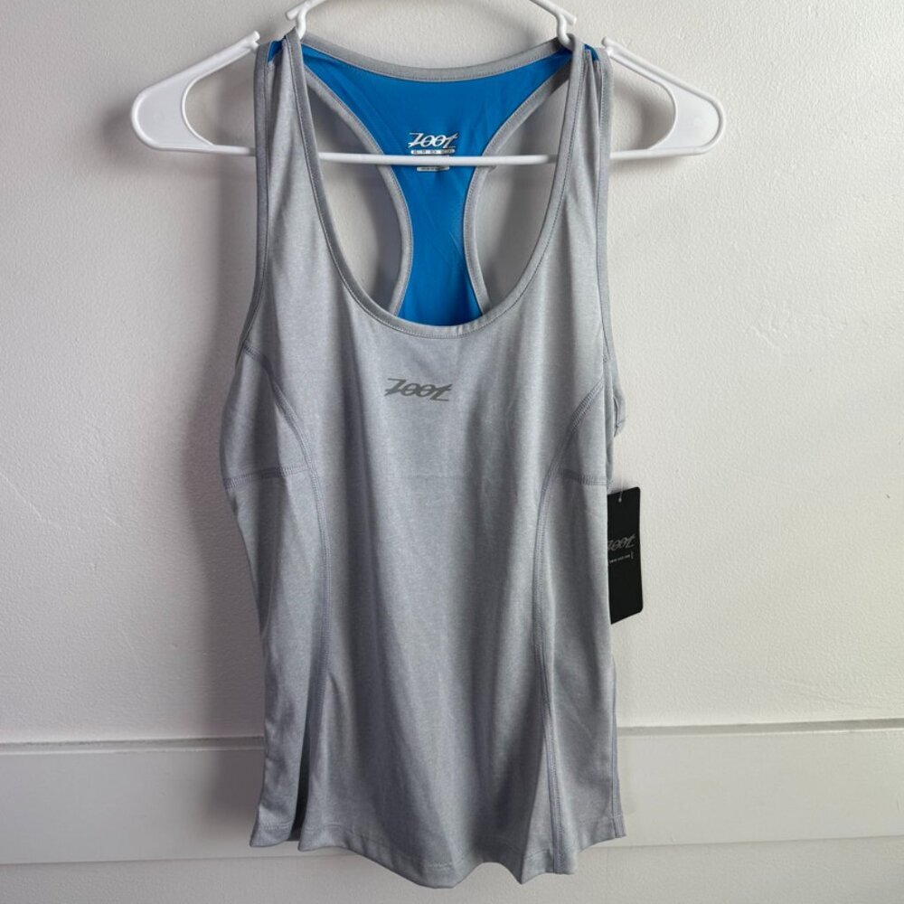 NWT ZOOT RUN Silver Stand Heather & Pacific Sunset Singlet Tank Top
